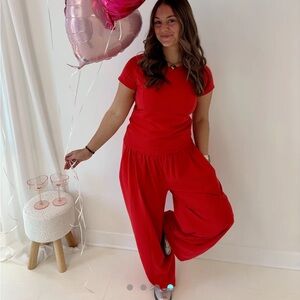 Eesome Red Wide Leg Jumpsuit